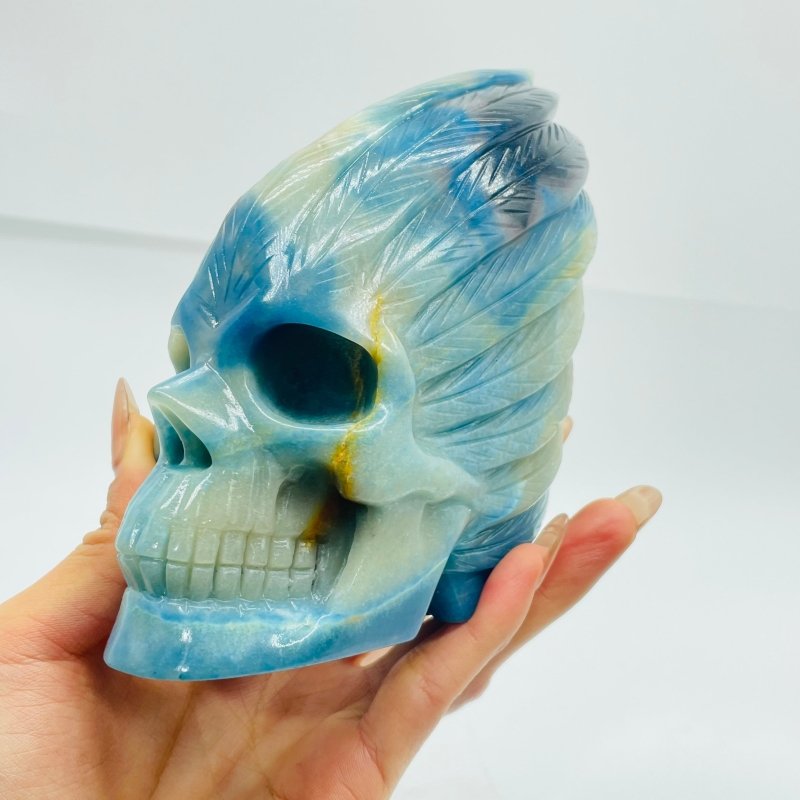 1.3kg Blue Trolleite Indian Skull Carving - Wholesale Crystals