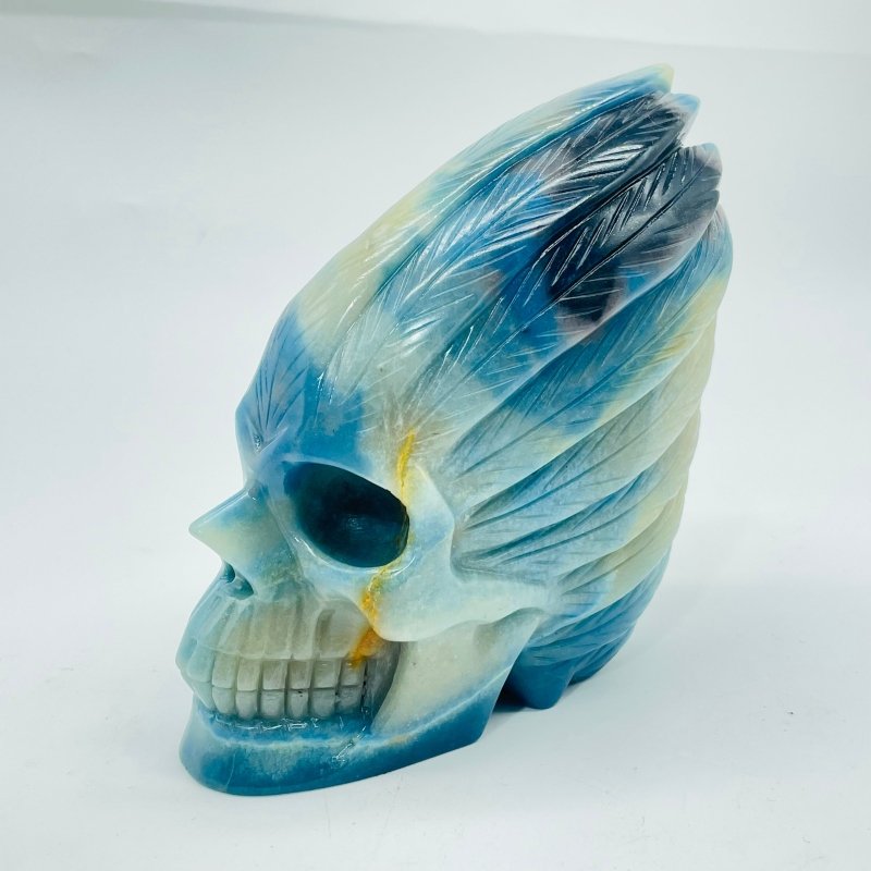 1.3kg Blue Trolleite Indian Skull Carving -Wholesale Crystals
