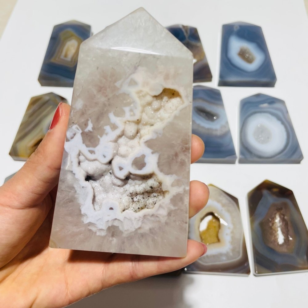 14 Pieces Agate Geode Druzy Tower Point Wholesale -Wholesale Crystals
