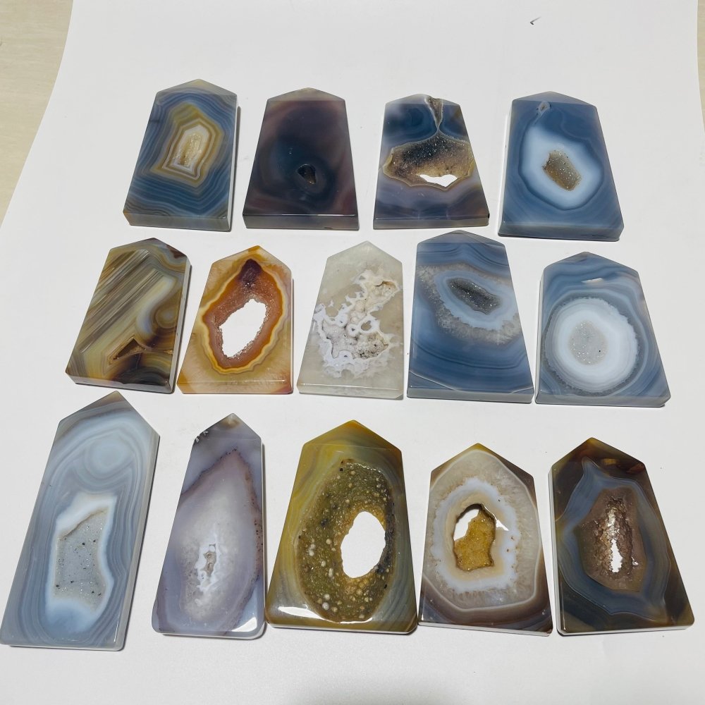 14 Pieces Agate Geode Druzy Tower Point Wholesale -Wholesale Crystals