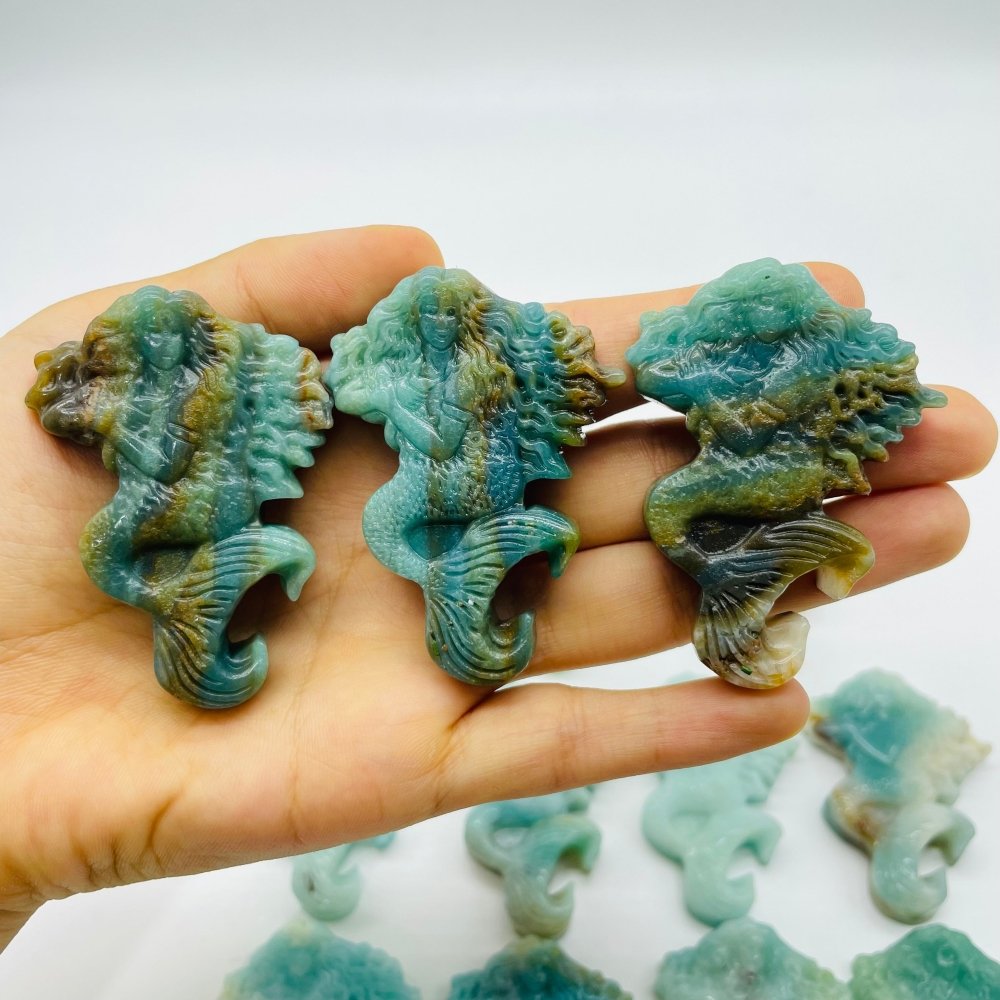 14 Pieces Caribbean Calcite Mermaid Carving -Wholesale Crystals