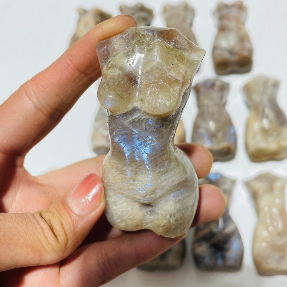 14 Pieces Moonstone Mixed Sunstone Goddess Carving Closeout -Wholesale Crystals