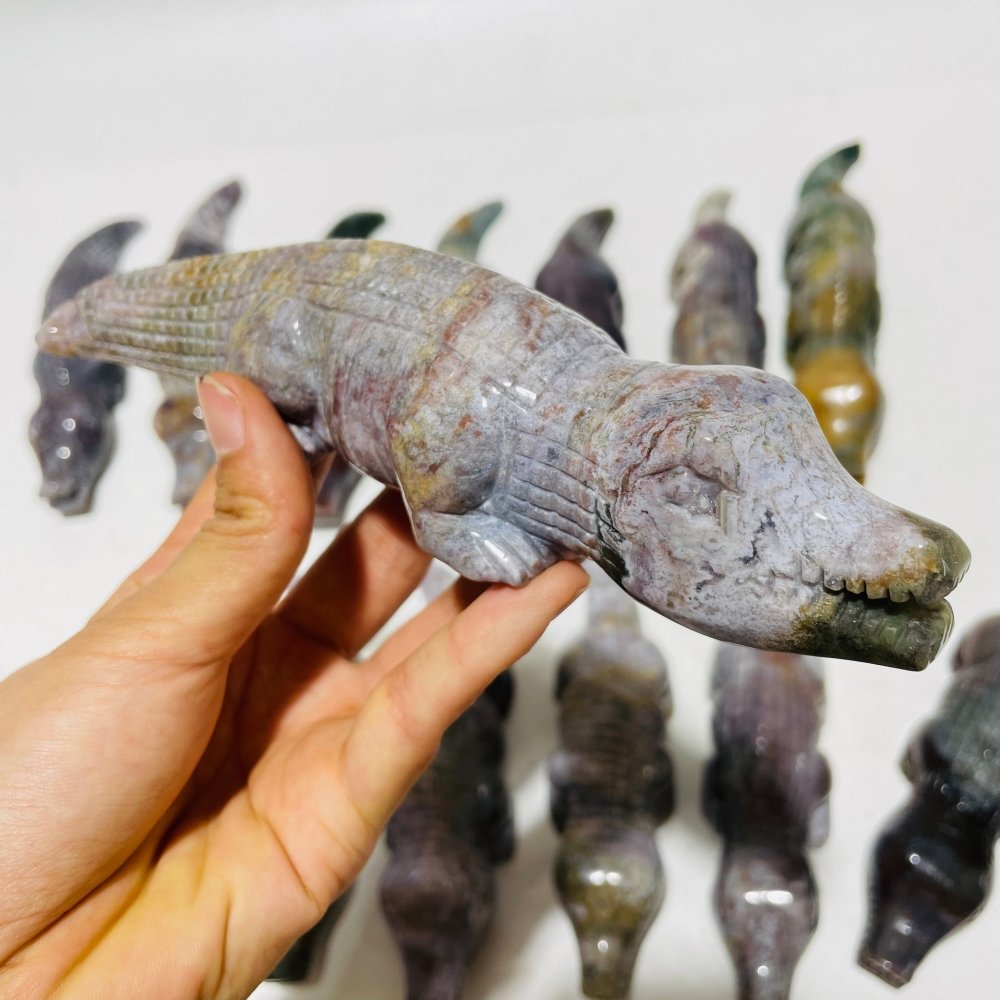 14 Pieces Ocean Jasper Crocodile Carving -Wholesale Crystals