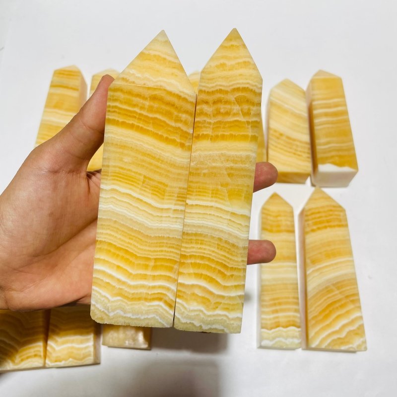 14 Pieces Yellow Calcite Tower Point -Wholesale Crystals