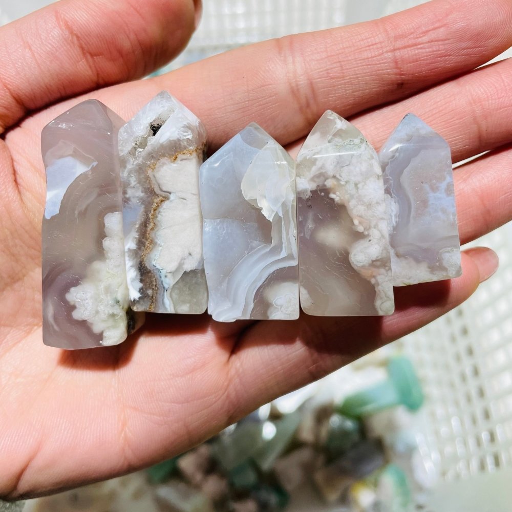 149 Pieces Mini Sakura Flower Agate Four-Sided Tower Points -Wholesale Crystals