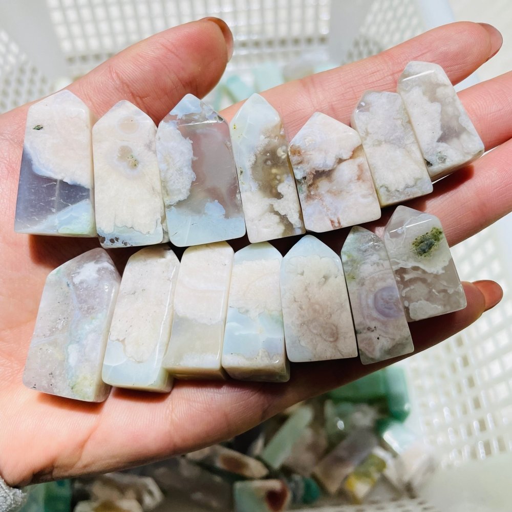 149 Pieces Mini Sakura Flower Agate Four-Sided Tower Points -Wholesale Crystals