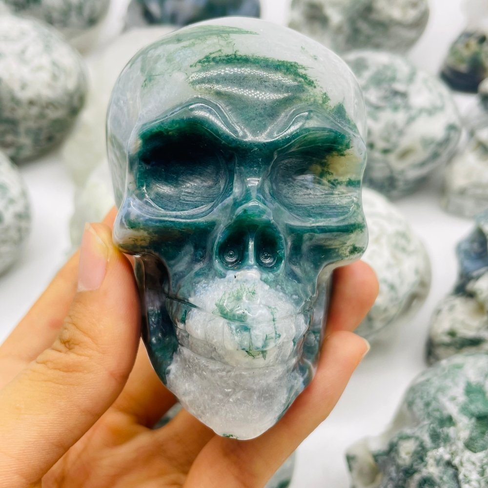 15 Pieces High Quality Moss Agate Geode Druzy Skull -Wholesale Crystals