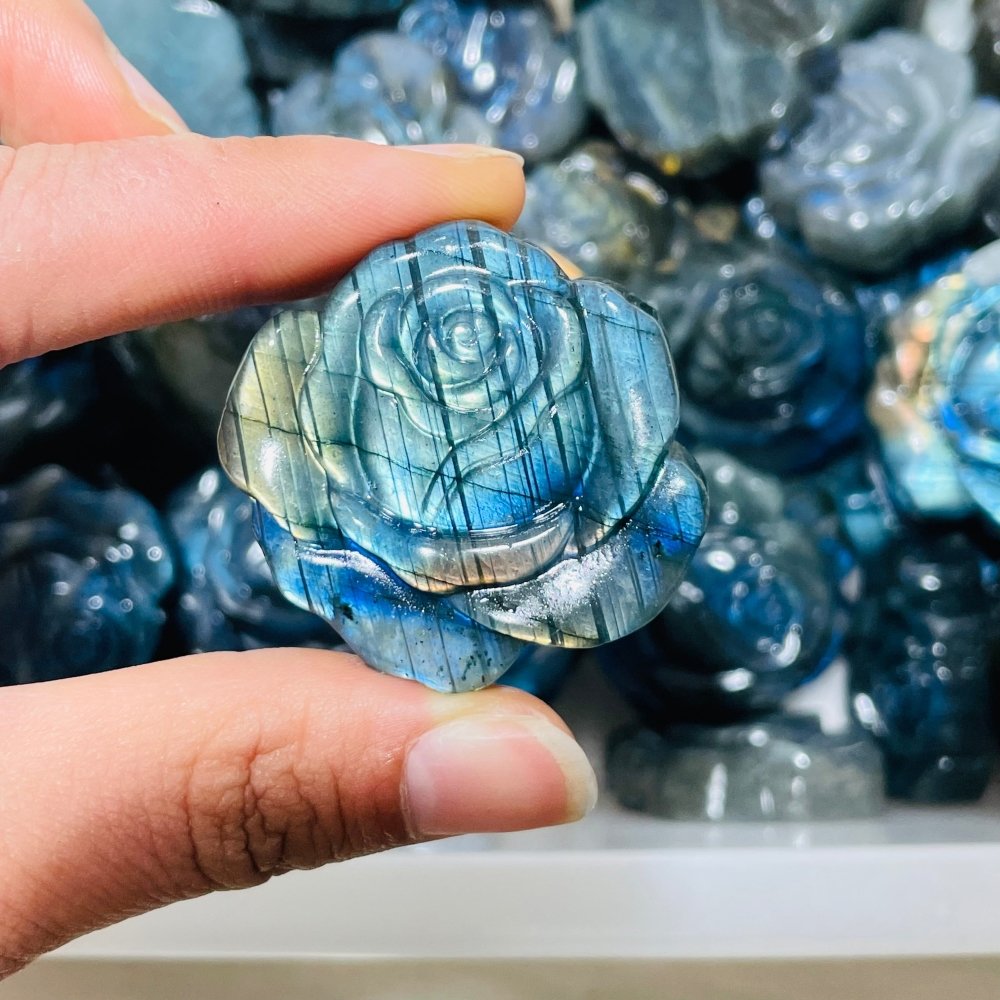 1.5Inch High Quality Labradorite Stone Flower Carving Wholesale -Wholesale Crystals