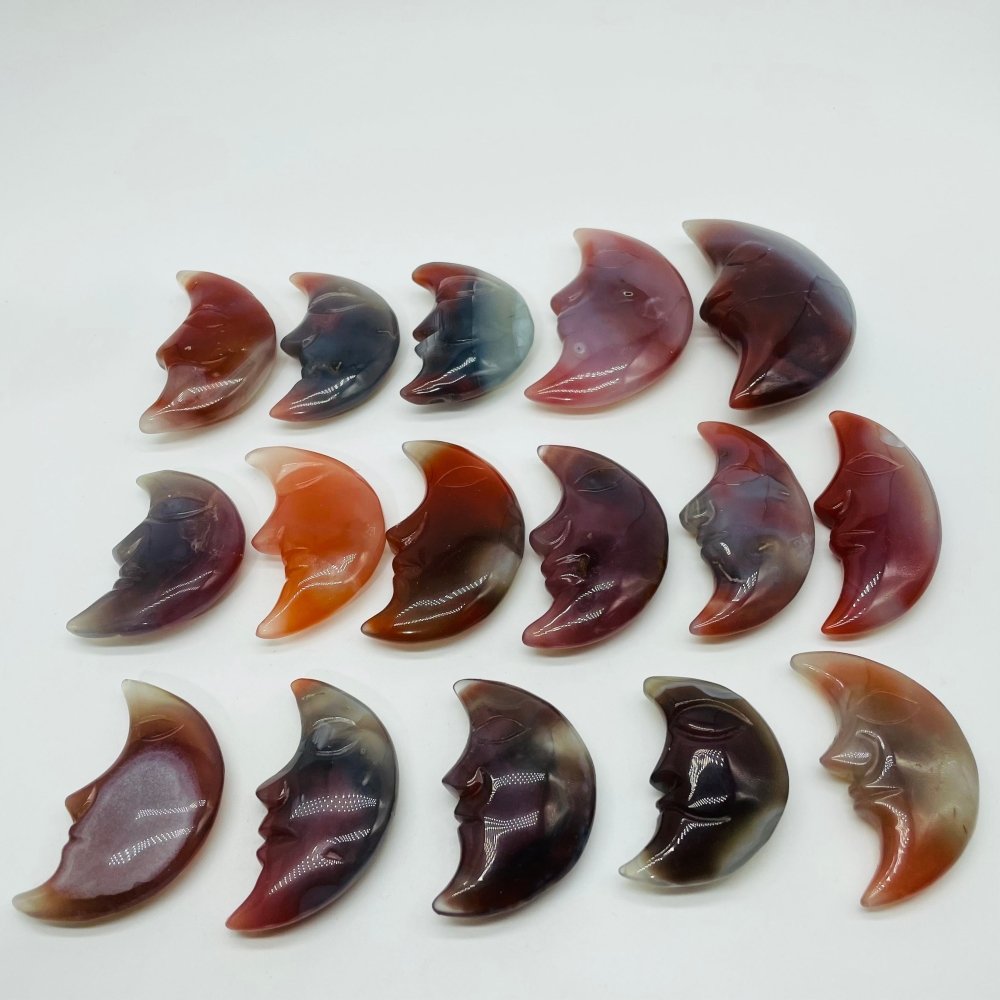 16 Pieces Beautiful Red Agate Moon Face -Wholesale Crystals