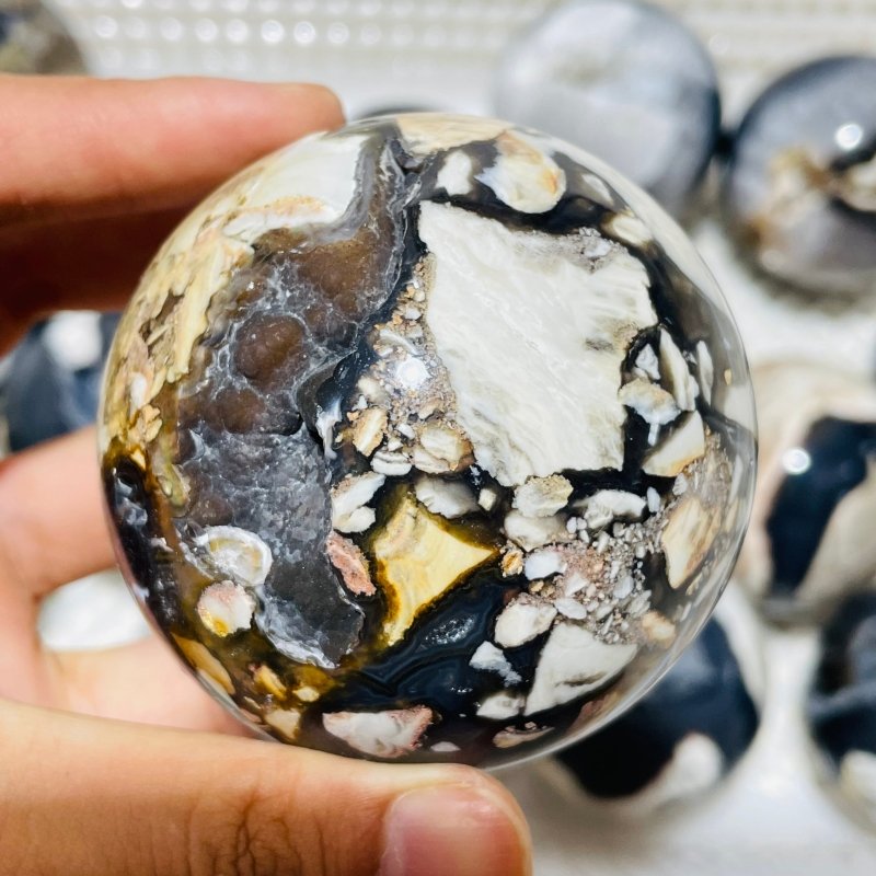 16 Pieces Druzy Volcano Agate Spheres (UV Reactive) -Wholesale Crystals