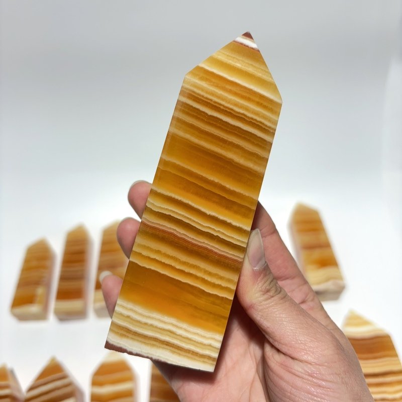 16 Pieces Fat Yellow Calcite Stripe Tower -Wholesale Crystals