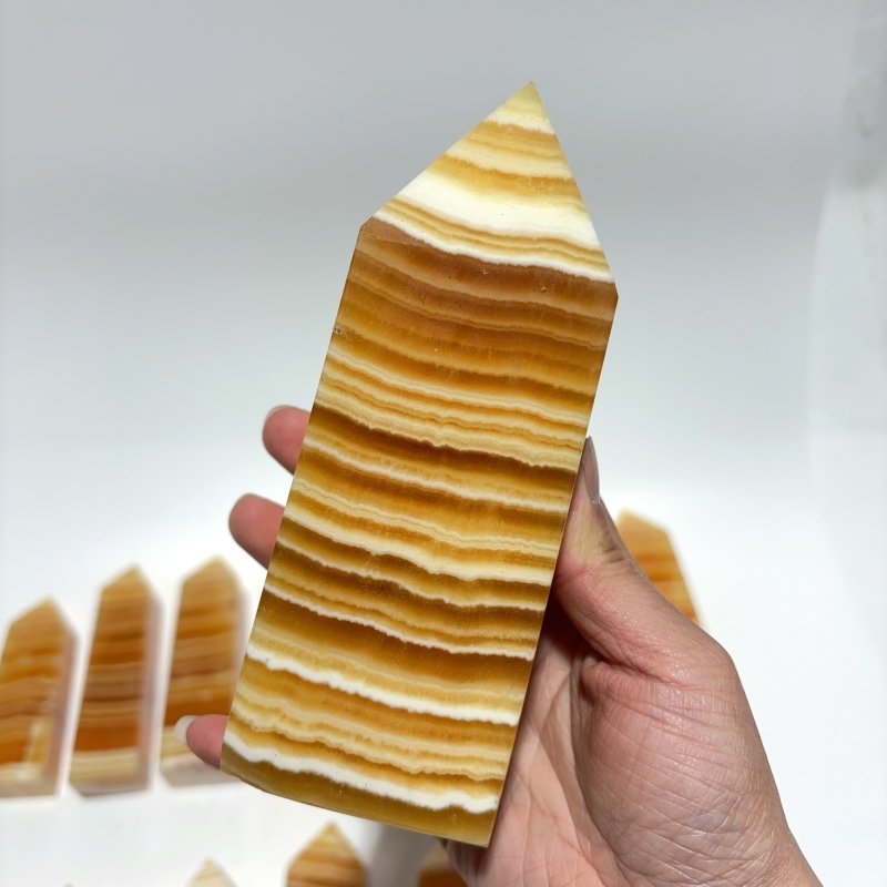 16 Pieces Fat Yellow Calcite Stripe Tower - Wholesale Crystals