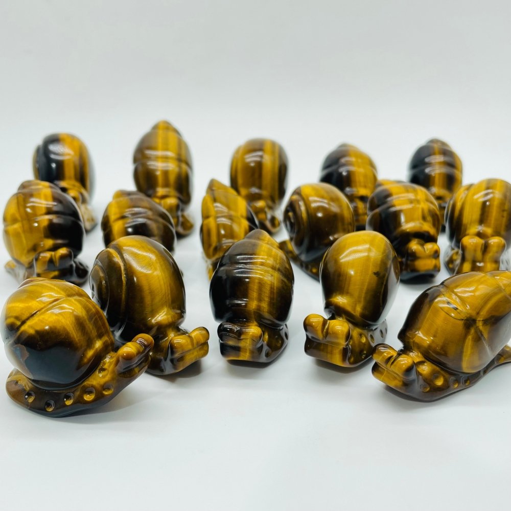 16 Pieces High Quality Tiger Eye Snails Carving -Wholesale Crystals