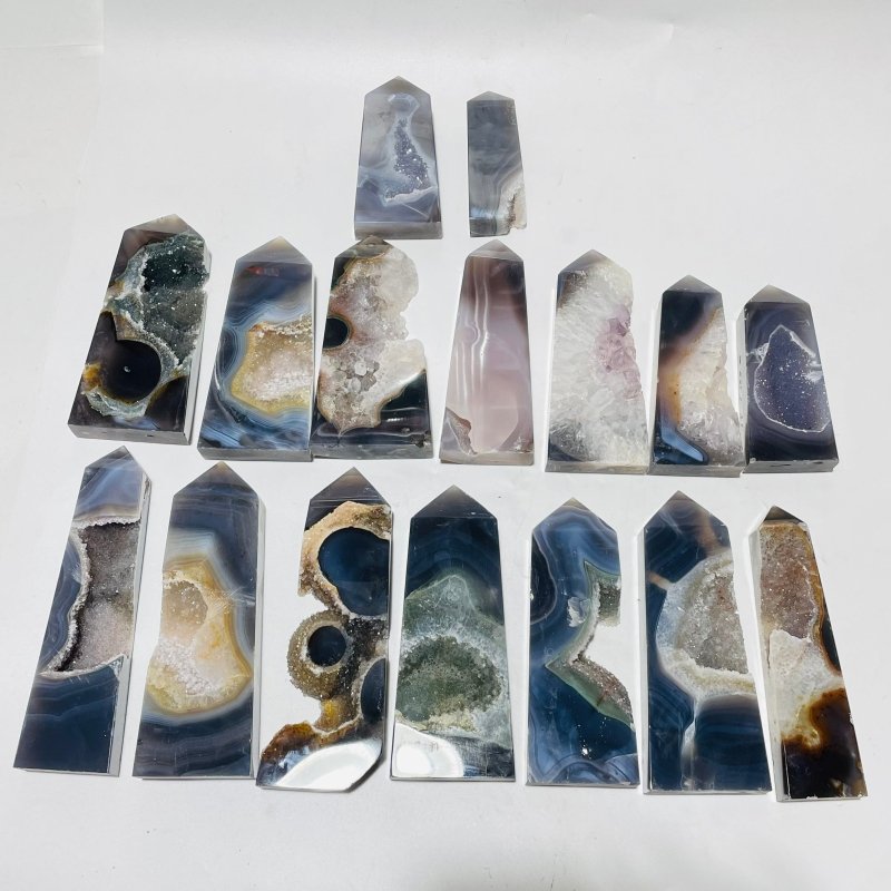 16 Pieces Large Agate Druzy Geode Points -Wholesale Crystals