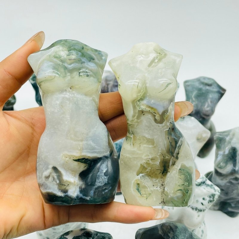 16 Pieces Moss Agate Goddess Carving -Wholesale Crystals