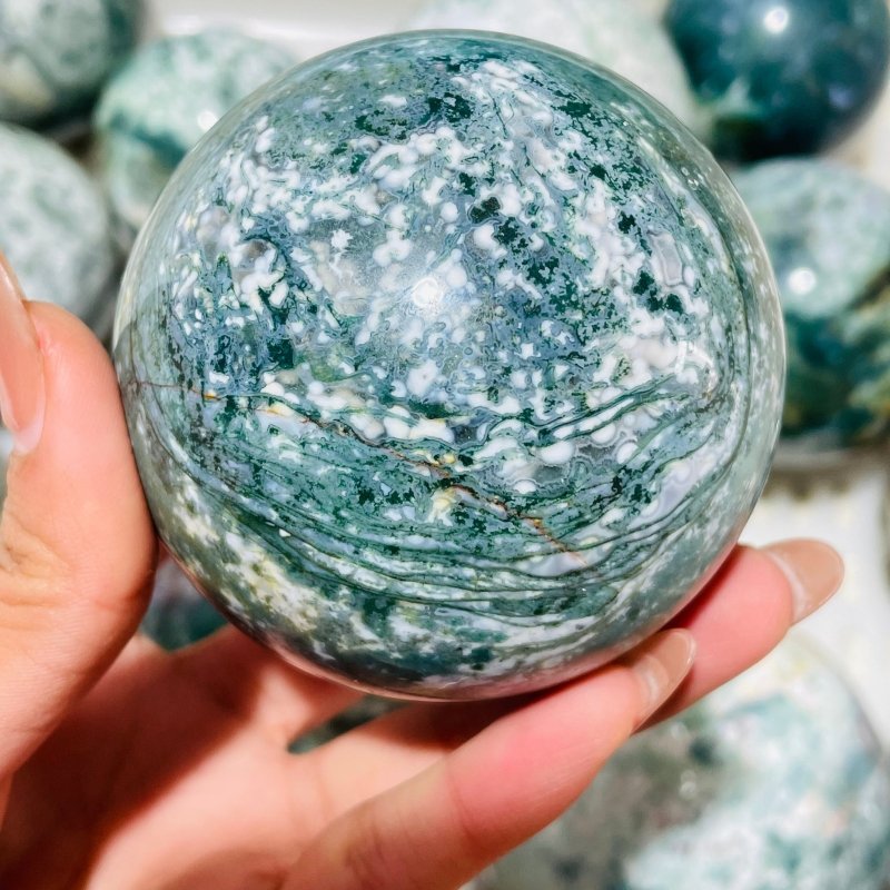 16 Pieces Moss Agate Spheres Clearance -Wholesale Crystals