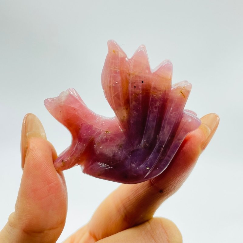 16 Pieces Purple Rose Quartz Nine-Tailed Fox Carving -Wholesale Crystals