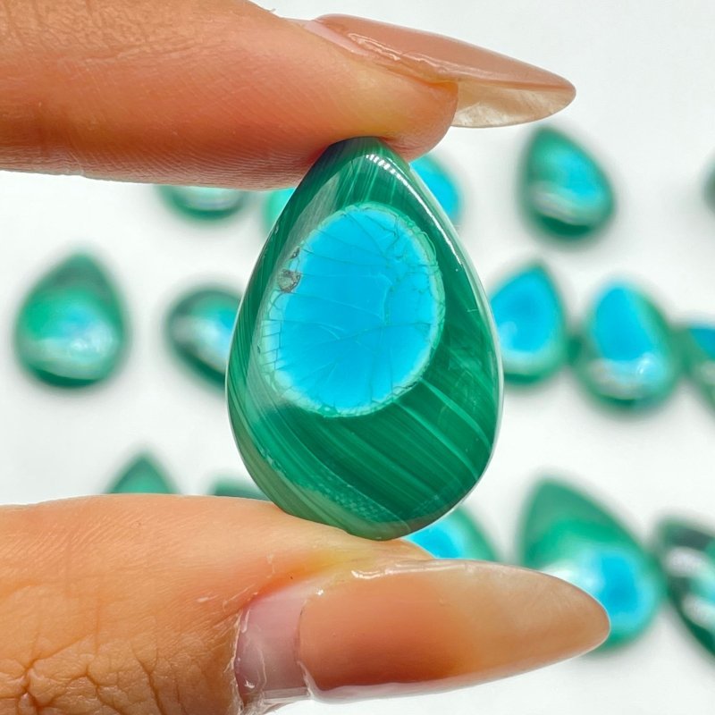 17 Pieces Beautiful Malacholla Teardrop Pendant For DIY(Malachite mixed Chrysocolla) - Wholesale Crystals