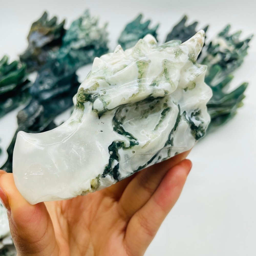 17 Pieces Moss Agate Dragon Head Carving -Wholesale Crystals