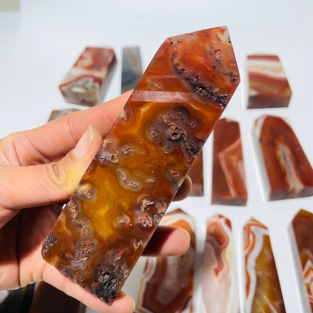 18 Pieces Fat Carnelian Tower Points -Wholesale Crystals