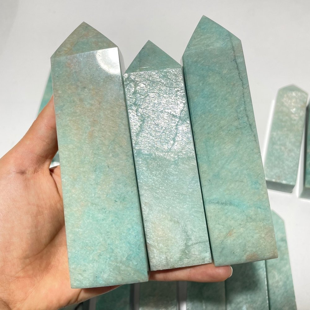 18 Pieces High Quality Large Amazonite Four-Sided Tower Points -Wholesale Crystals