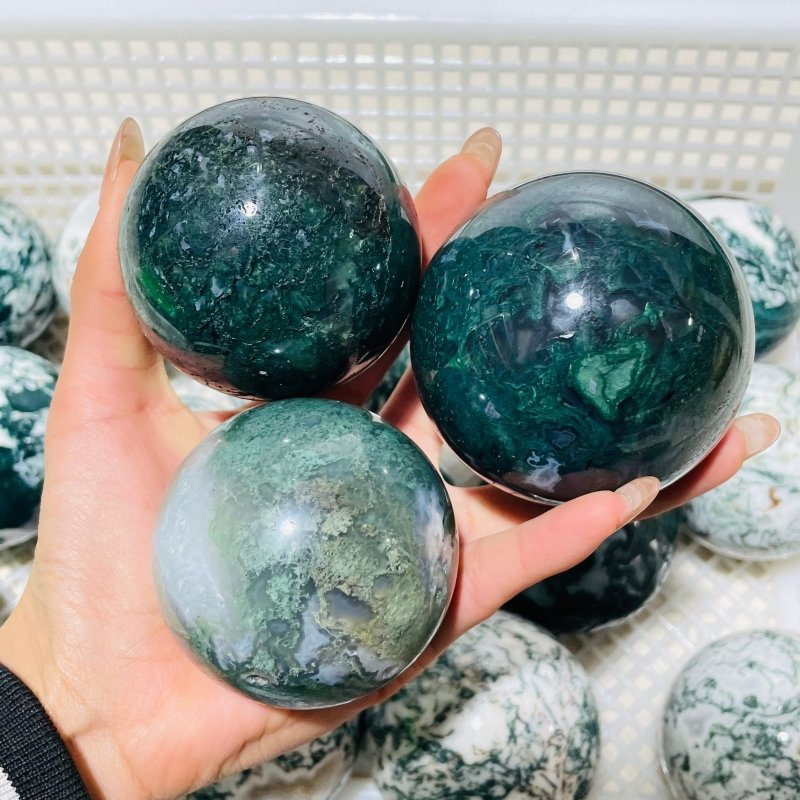 18 Pieces Moss Agate Spheres Clearance -Wholesale Crystals