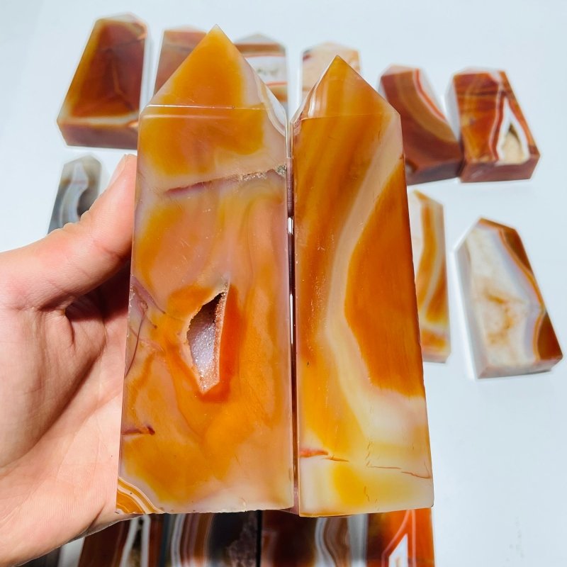 18 Pieces Natural Carnelian Four-Sided Points -Wholesale Crystals