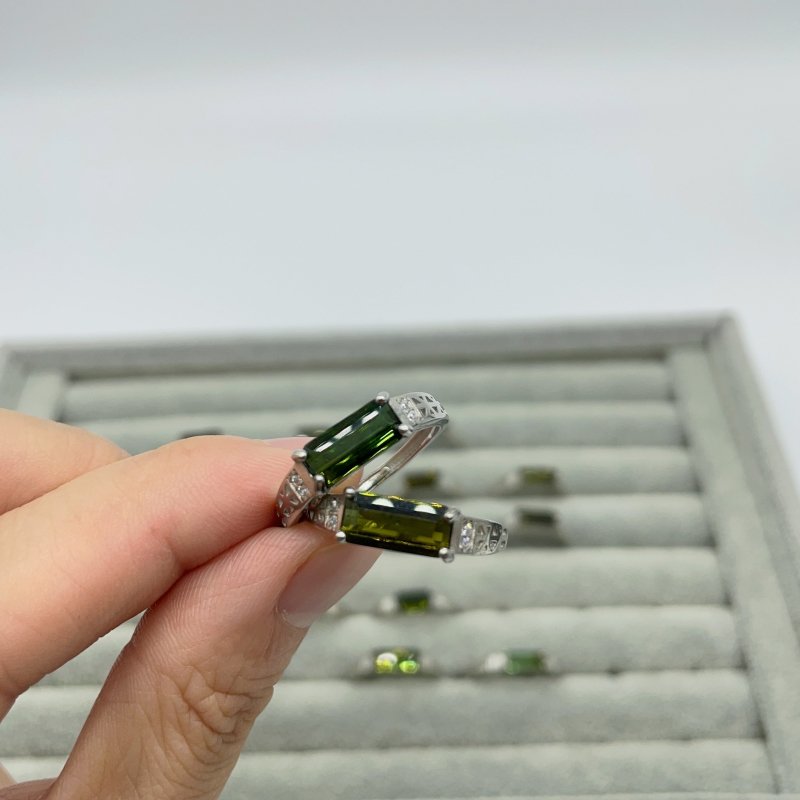 18 Pieces Sterling Silver High Grade Tourmaline Ring -Wholesale Crystals