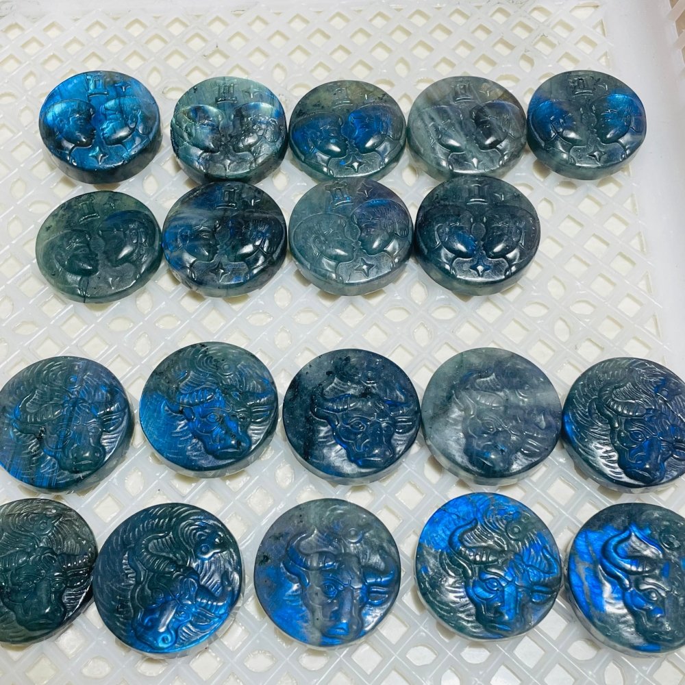 19 Pieces Labradorite Taurus & Gemini Carving -Wholesale Crystals