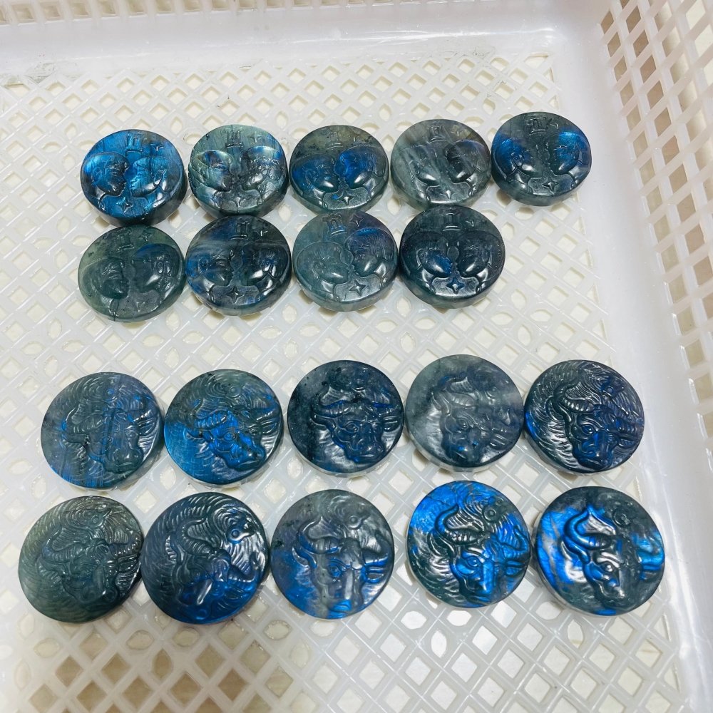 19 Pieces Labradorite Taurus & Gemini Carving -Wholesale Crystals