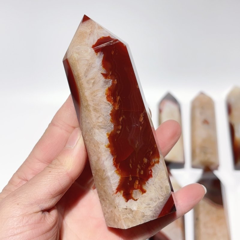 19 Pieces Large Carnelian Mixed Quartz Crystal Tower -Wholesale Crystals