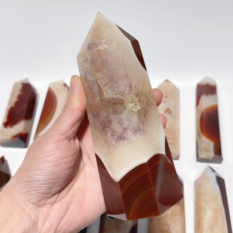 19 Pieces Large Carnelian Mixed Quartz Crystal Tower -Wholesale Crystals