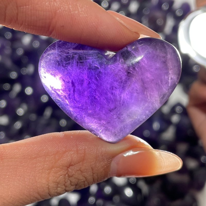 190 Pieces High Quality Deep Purple Chevron Amethyst Heart -Wholesale Crystals
