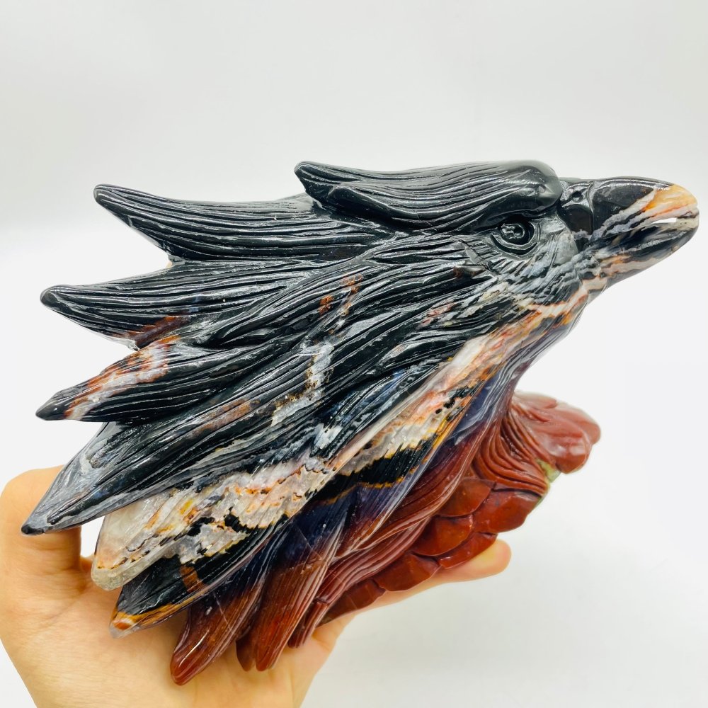 Beautiful Ocean Jasper Black Eagle Head Carving -Wholesale Crystals