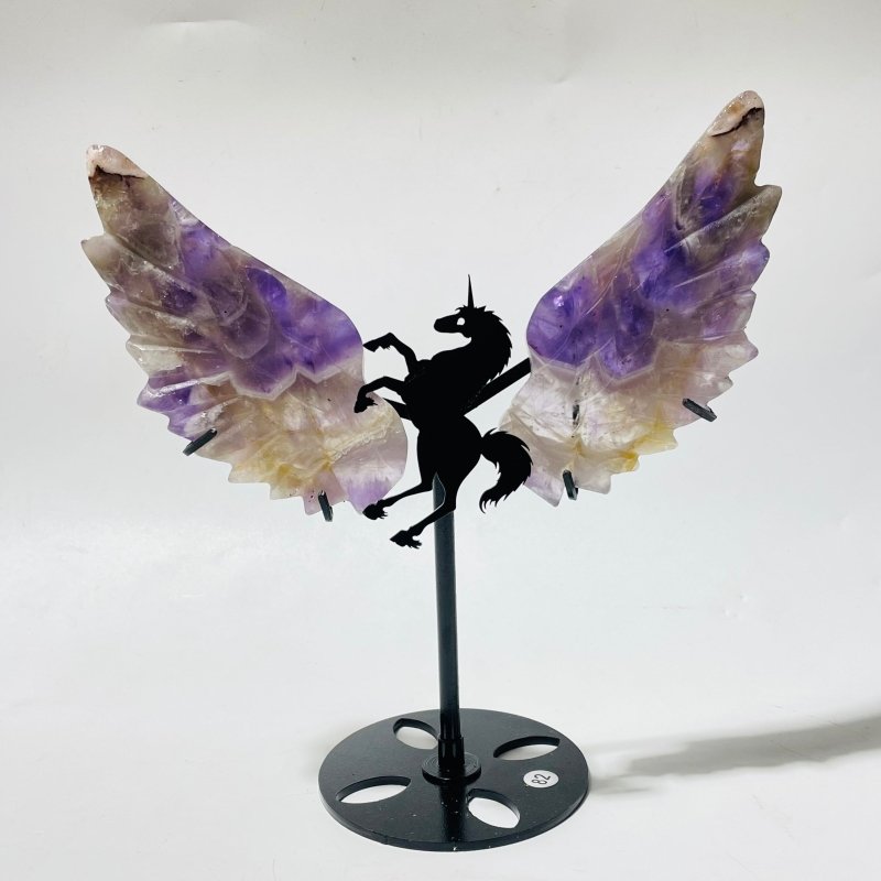 2 Pairs Chevron Amethyst Pegasus Wing Crystal Carving With Stand -Wholesale Crystals