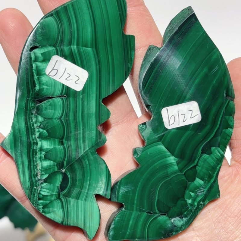 2 Pairs Malachite Butterfly Wing Crystal Carving With Stand -Wholesale Crystals