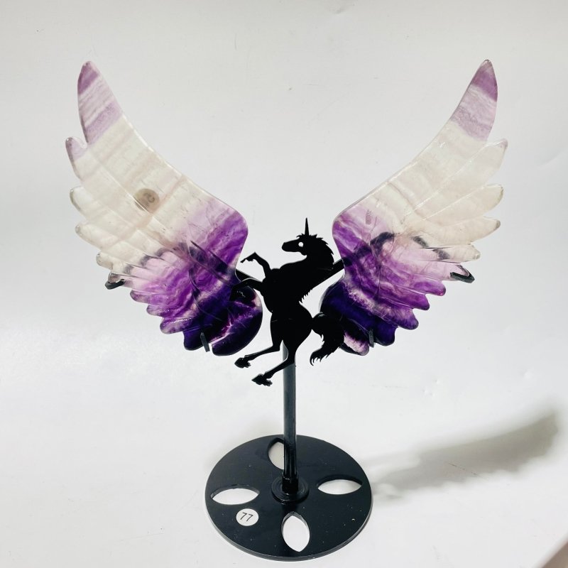 2 Pairs Purple Fluorite Pegasus Wing Crystal Carving With Stand -Wholesale Crystals