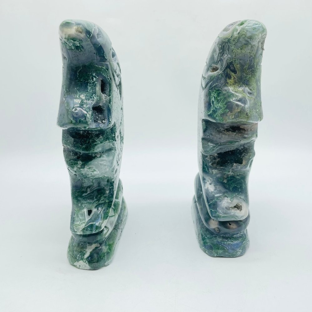 2 Pieces Beautiful Moss Agate Moon Face -Wholesale Crystals