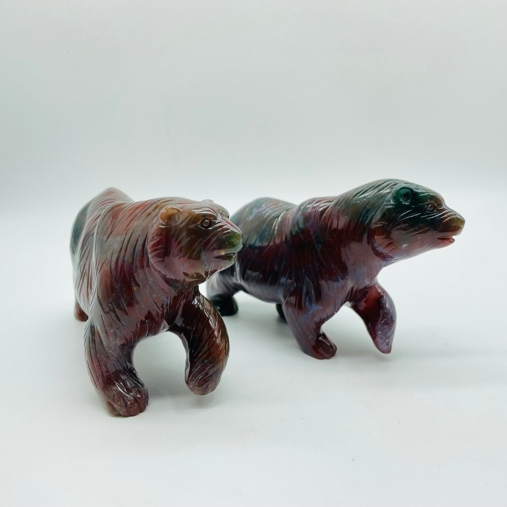 2 Pieces High Quality Ocean Jasper Polar Bear Carving -Wholesale Crystals