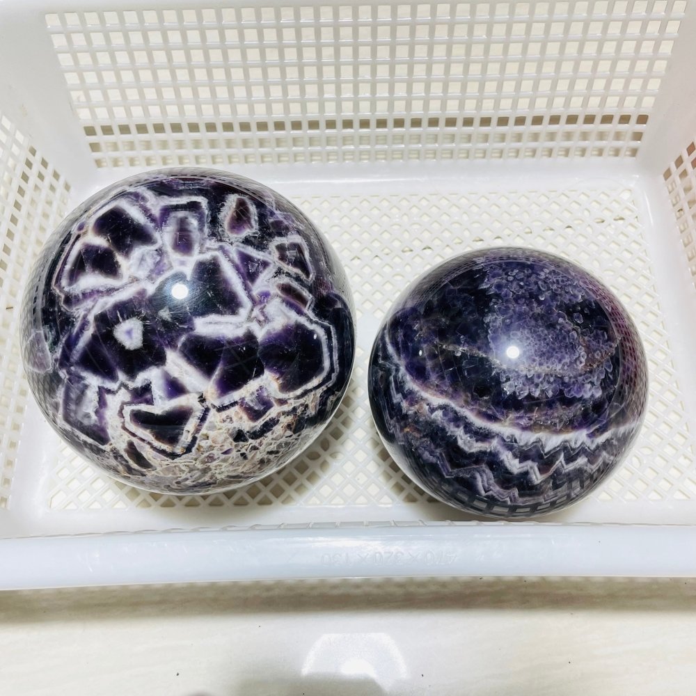 2 Pieces Large Chevron Amethyst Sphere -Wholesale Crystals