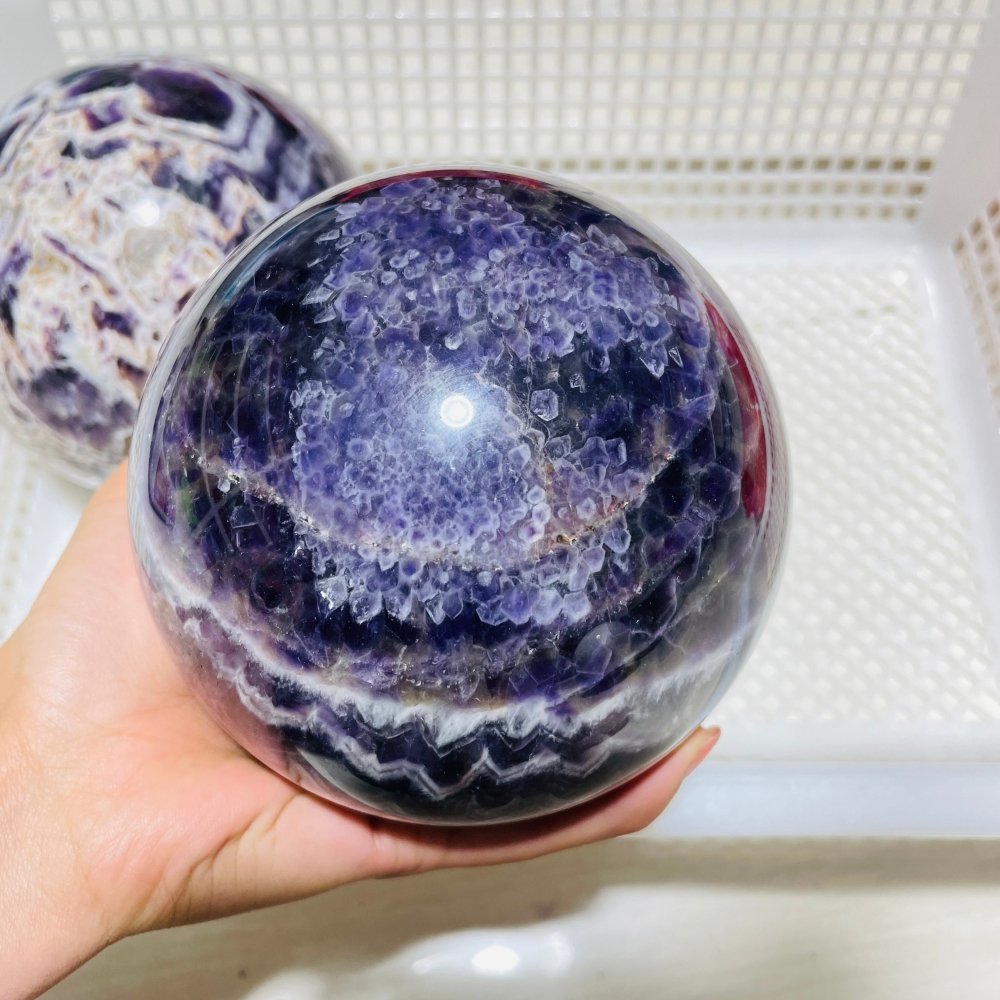 2 Pieces Large Chevron Amethyst Sphere -Wholesale Crystals