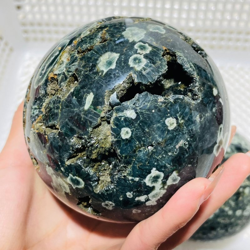 2 Pieces Large Green Sea Ocean Jasper Spheres - Wholesale Crystals