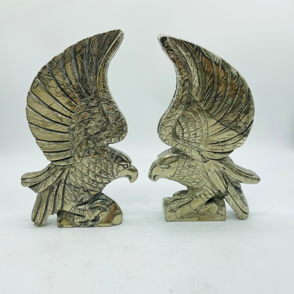 2 Pieces Pyrite Eagle Carving -Wholesale Crystals