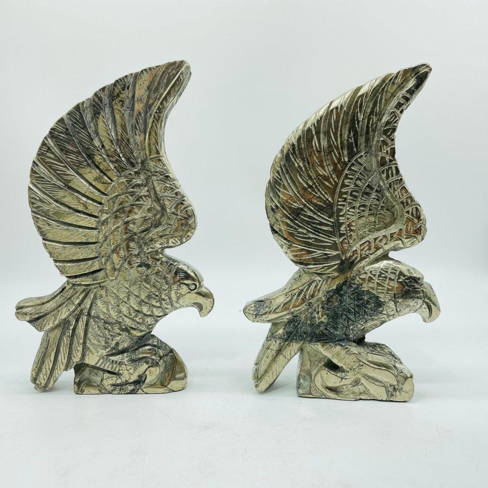 2 Pieces Pyrite Eagle Carving -Wholesale Crystals