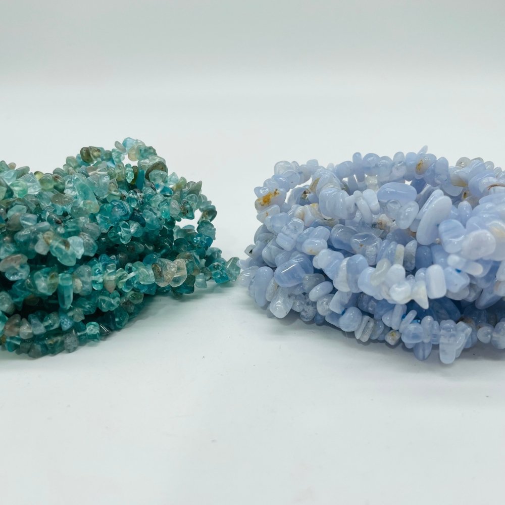 2 Types Chip Bracelet Wholesale Blue Lace Agate Translucent Clear Apatite -Wholesale Crystals