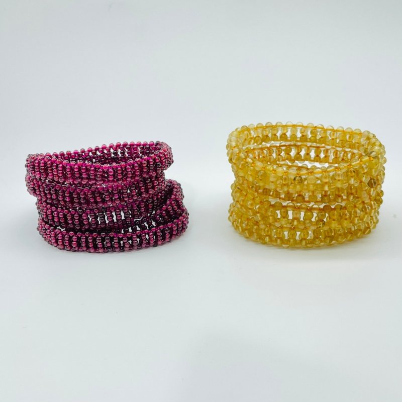 2 Types Handwoven Beads Crystal Bracelet Wholesale Rutile Purple Garnet -Wholesale Crystals