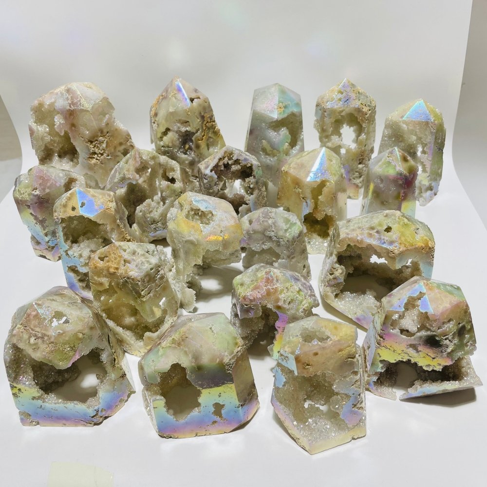 20 Pieces Aura Geode Quartz Druzy Crystal Tower Points -Wholesale Crystals