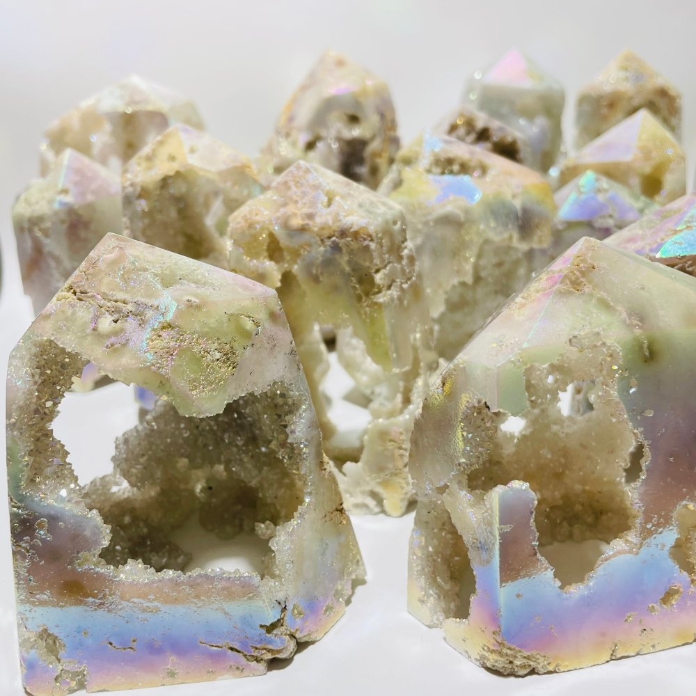 20 Pieces Aura Geode Quartz Druzy Crystal Tower Points -Wholesale Crystals