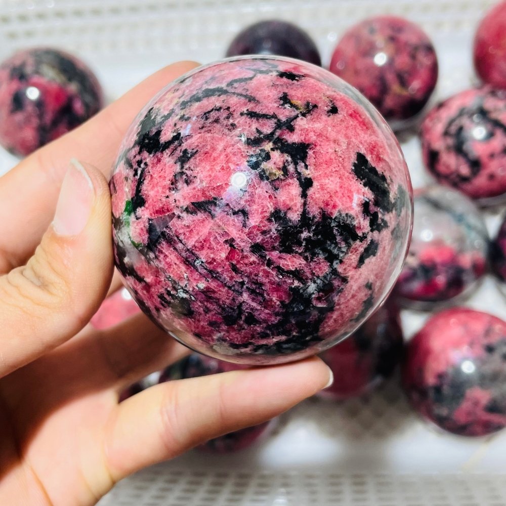 20 Pieces Deep Red Rhodonite Mixed Quartz Spheres -Wholesale Crystals