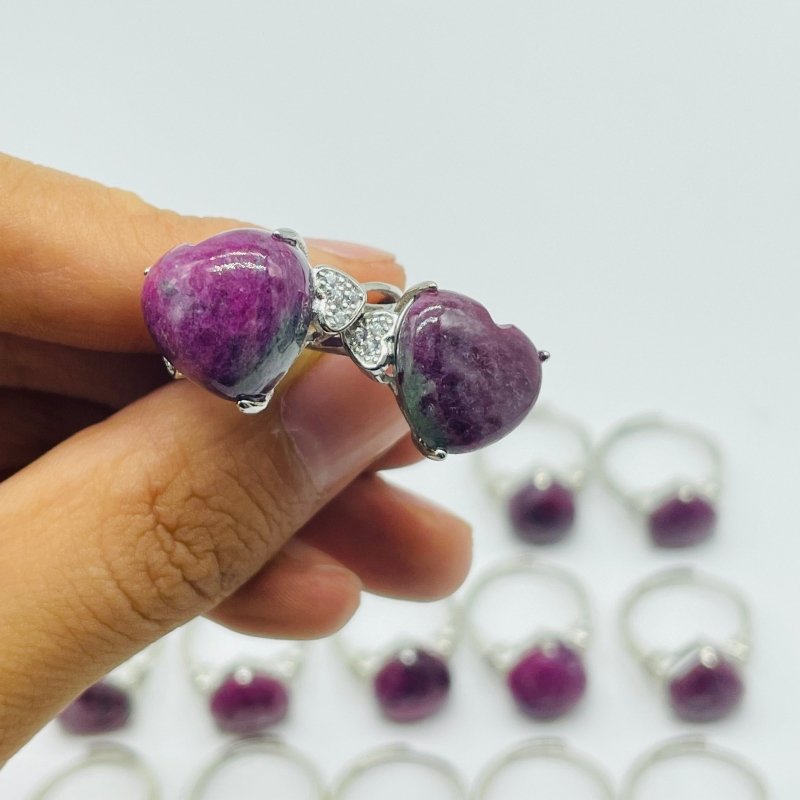 20 Pieces High Quality Ruby Zoisite Heart Shape Ring -Wholesale Crystals